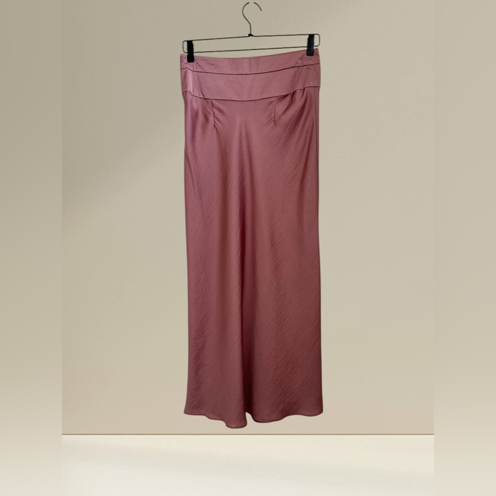 Free People Women’s Pink Satin Boho Runway Low Rise Polyester Skirt Size 6 - Picture 2 of 10